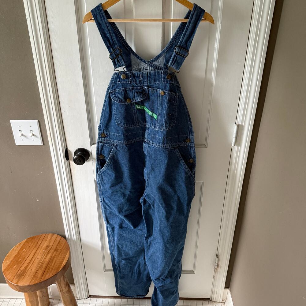 KEY Denim Overalls 36x29 Blue 100% Cotton Oversized Women’s M Workwear